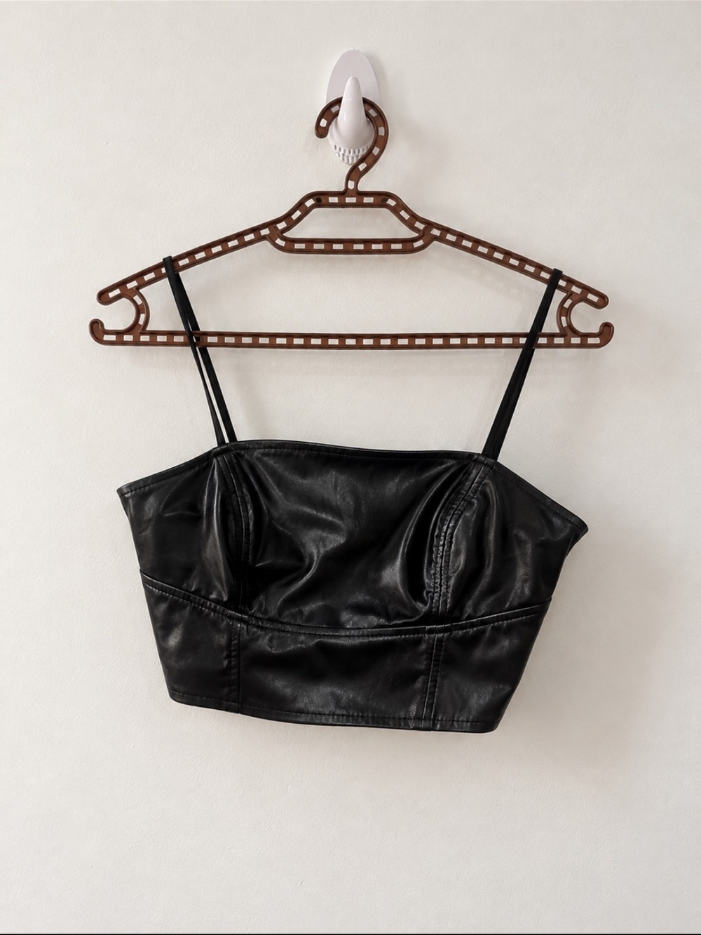 Ardene Black Faux Leather Bustier Crop Top